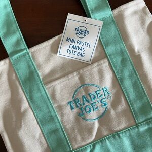 Trader Joe's Mini Pastel Tote Bag - Mint Green - NWT
